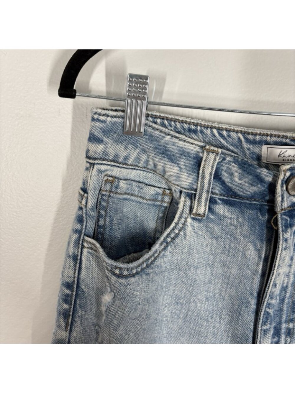 KanCan Signature 26 Light Wash Denim Distressed Ultra High Rise Baggy Fit Jeans - Picture 7 of 12